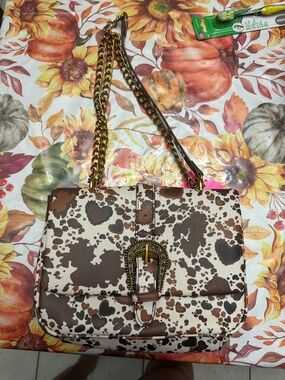 Betsey Johnson cow print crossbody purse